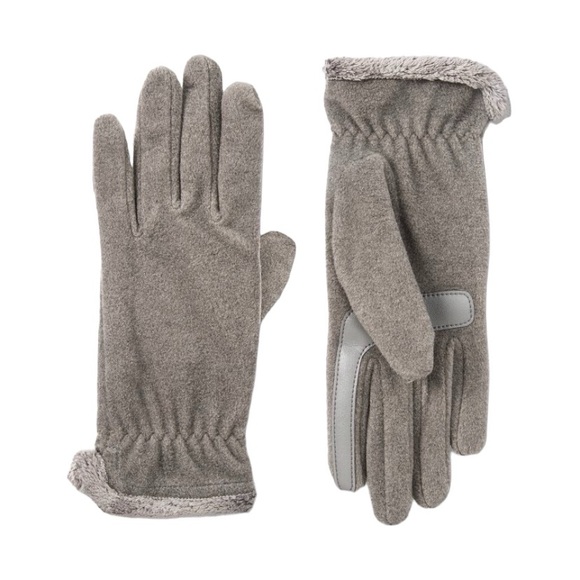 Isotoner Women's Gray Fleece Tech Touch Gloves - Picture 1 of 16